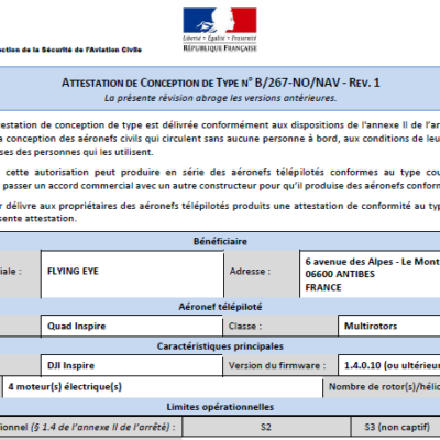 certificat homologation drone